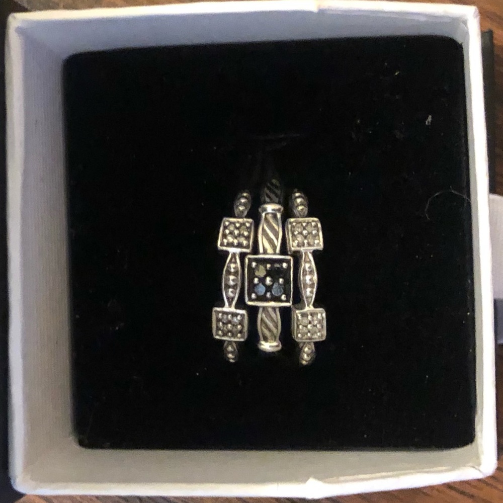 Clyde Duneier 925 sz7 white & black diamond rings